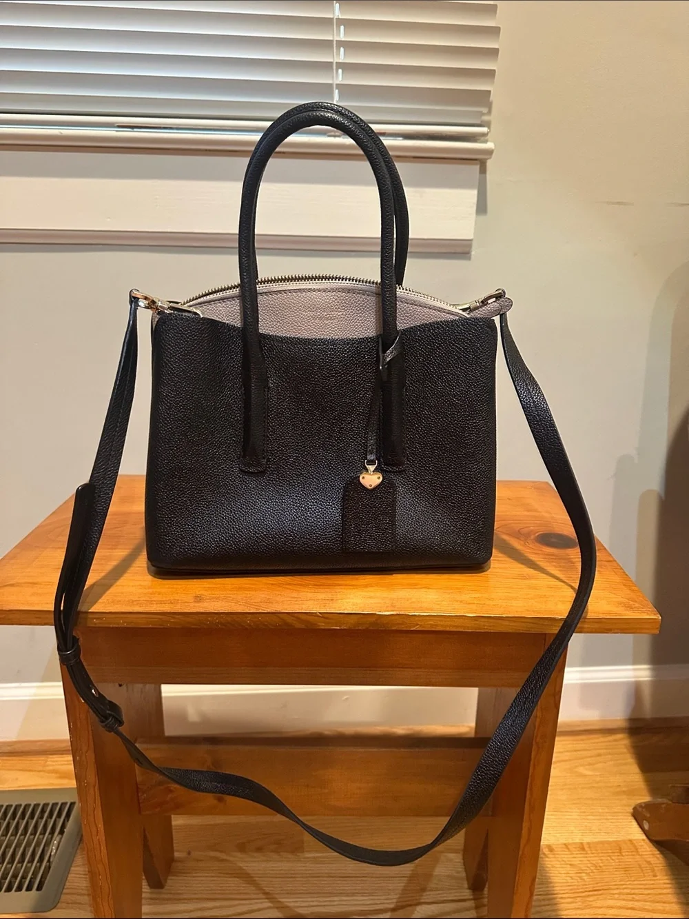 kate spade Margaux two-toned pebbled leather satchel with crossbody strap